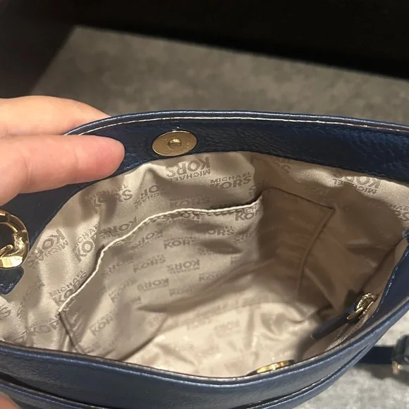 Michael Kors Dark Blue Crossbody Bag with Gold Accents - Picture 6 of 7